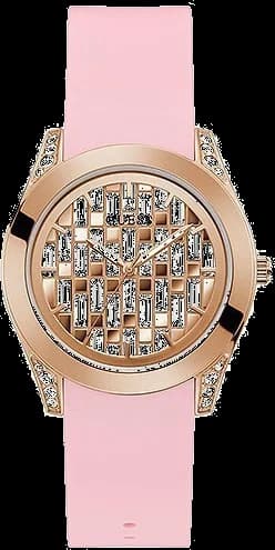 Garde-temps Guess GW0109L2 pour femme, cadran or rose, bracelet silicone rose