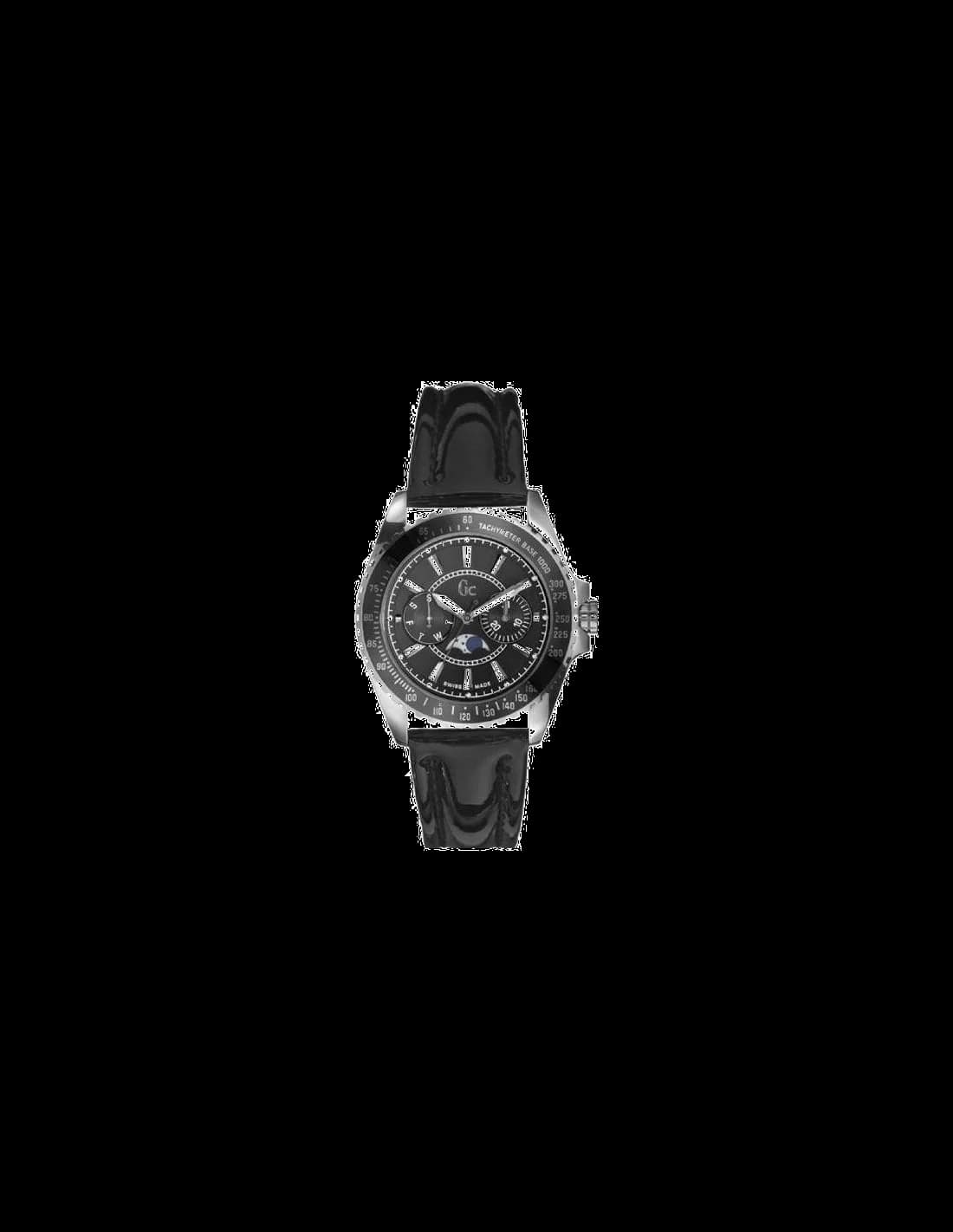 Garde-temps Guess Collection I29006M2 pour femme, avec cadran noir et bracelet verni noir