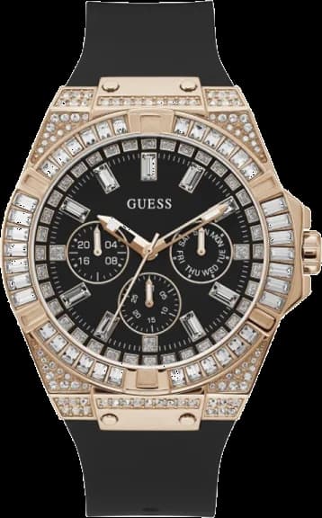 Garde-temps Guess GW0208G4 pour homme, noir sobre sur bracelet silicone noir