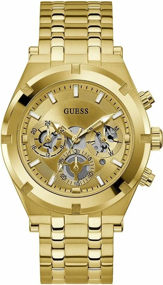 Garde-temps Guess GW0260G4 pour homme, multifonctions avec cadran doré et acier doré