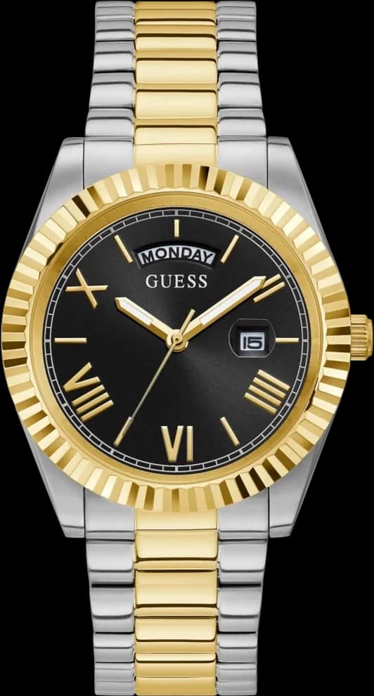 Garde-temps Guess GW0265G5 pour homme, boîtier bicolore argent or, classique