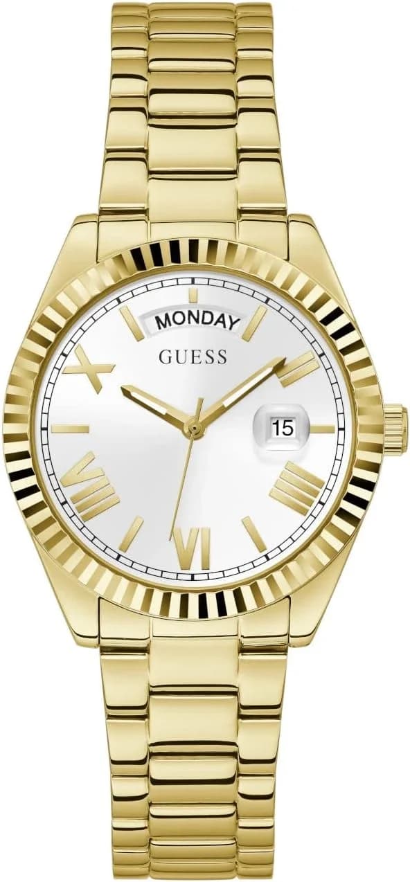 Garde-temps Guess GW0308L2 pour femme, cadran blanc, bracelet acier argenté, style moderne