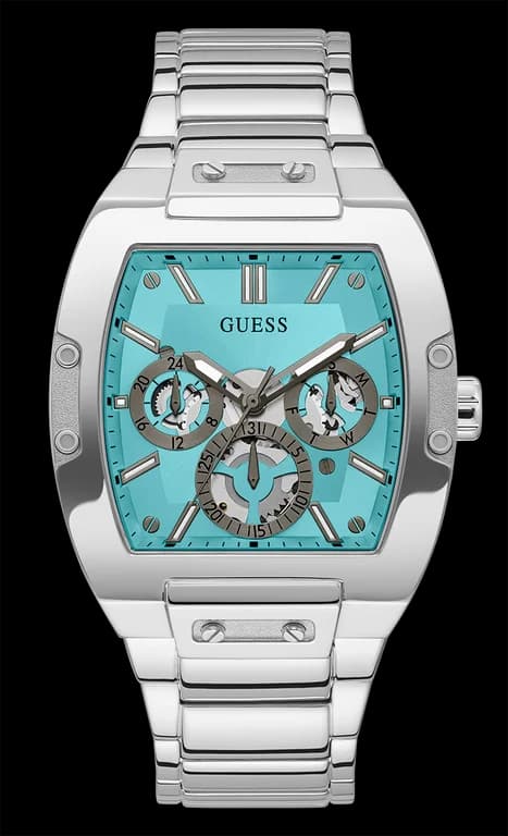 Garde-temps Guess GW0456G4 pour homme, cadran bleu soleil avec index argentés