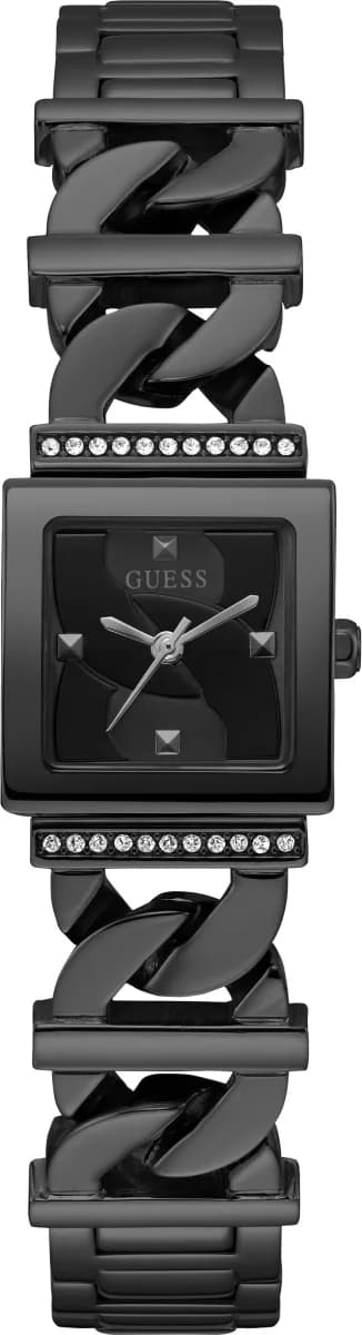 Garde-temps Guess GW0603L3 pour femme, cadran noir sur bracelet acier