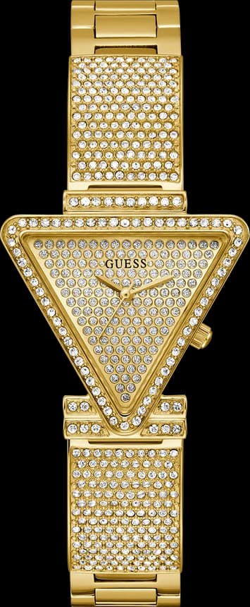 Garde-temps Guess GW0644L2 pour femme, cadran or boîtier triangle cristaux acier