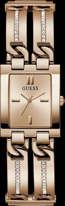 Garde-temps Guess GW0668L3 avec cadran blanc lumineux et index dorés sur fond soleil