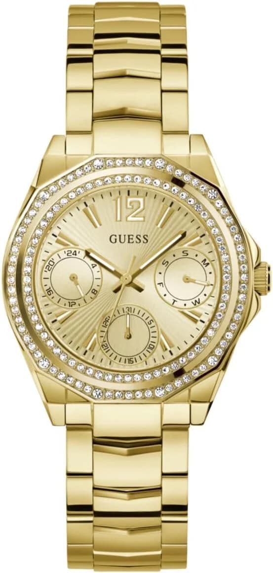 Garde-temps Guess GW0685L2 pour femme, au cadran doré et bracelet acier