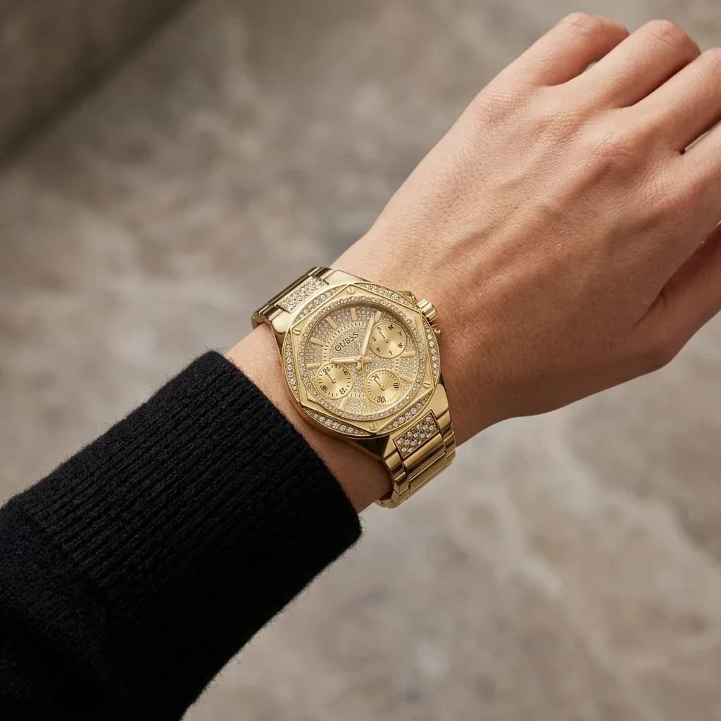 Détail du bracelet acier du Guess GW0878L2