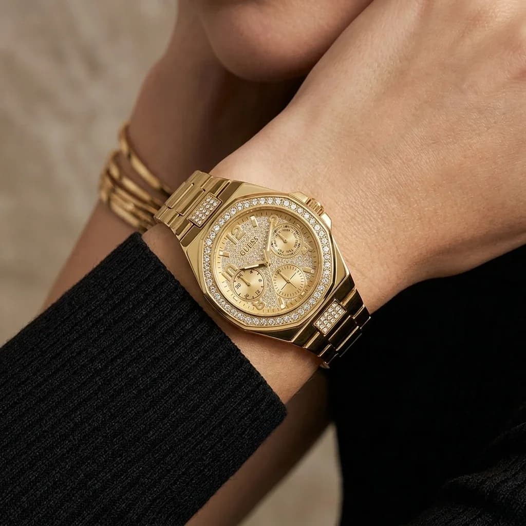 Détail du bracelet acier du Guess GW0777L2