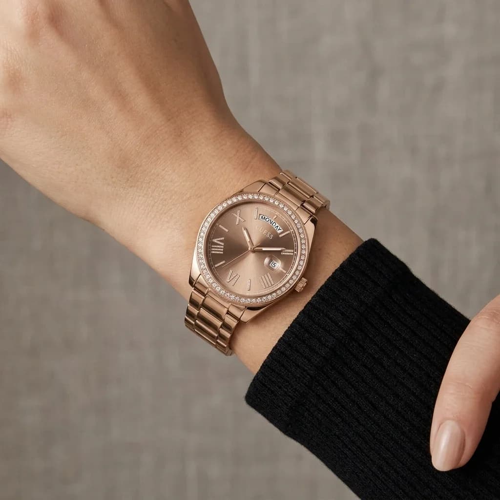 Détail du bracelet acier du Guess GW0307L3