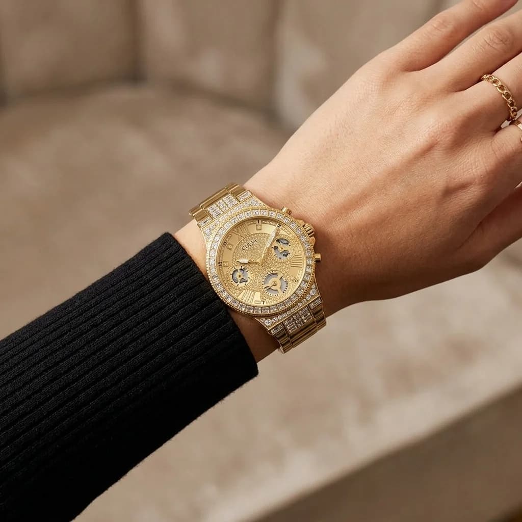 Détail du bracelet acier du Guess GW0320L2