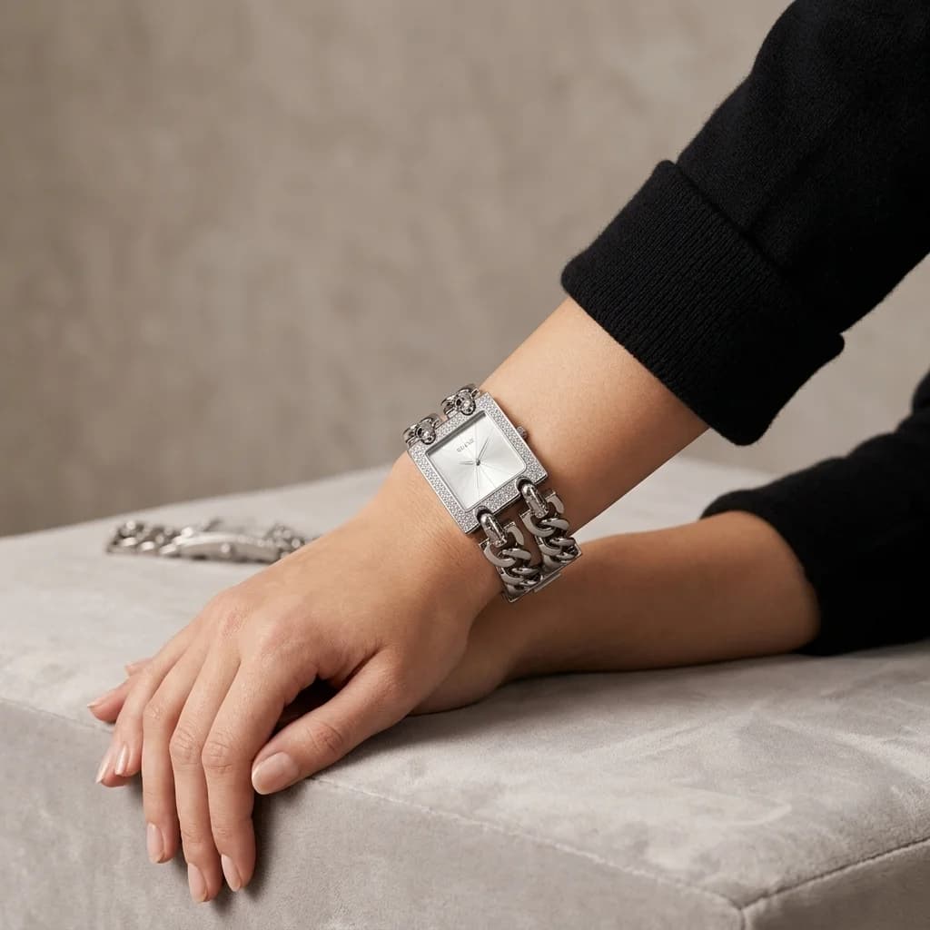 Zoom sur le cadran argent du Guess W95088L1