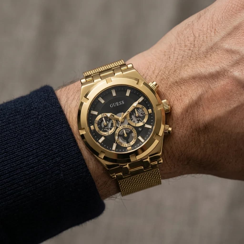 Détail du bracelet acier du Guess GW0582G2