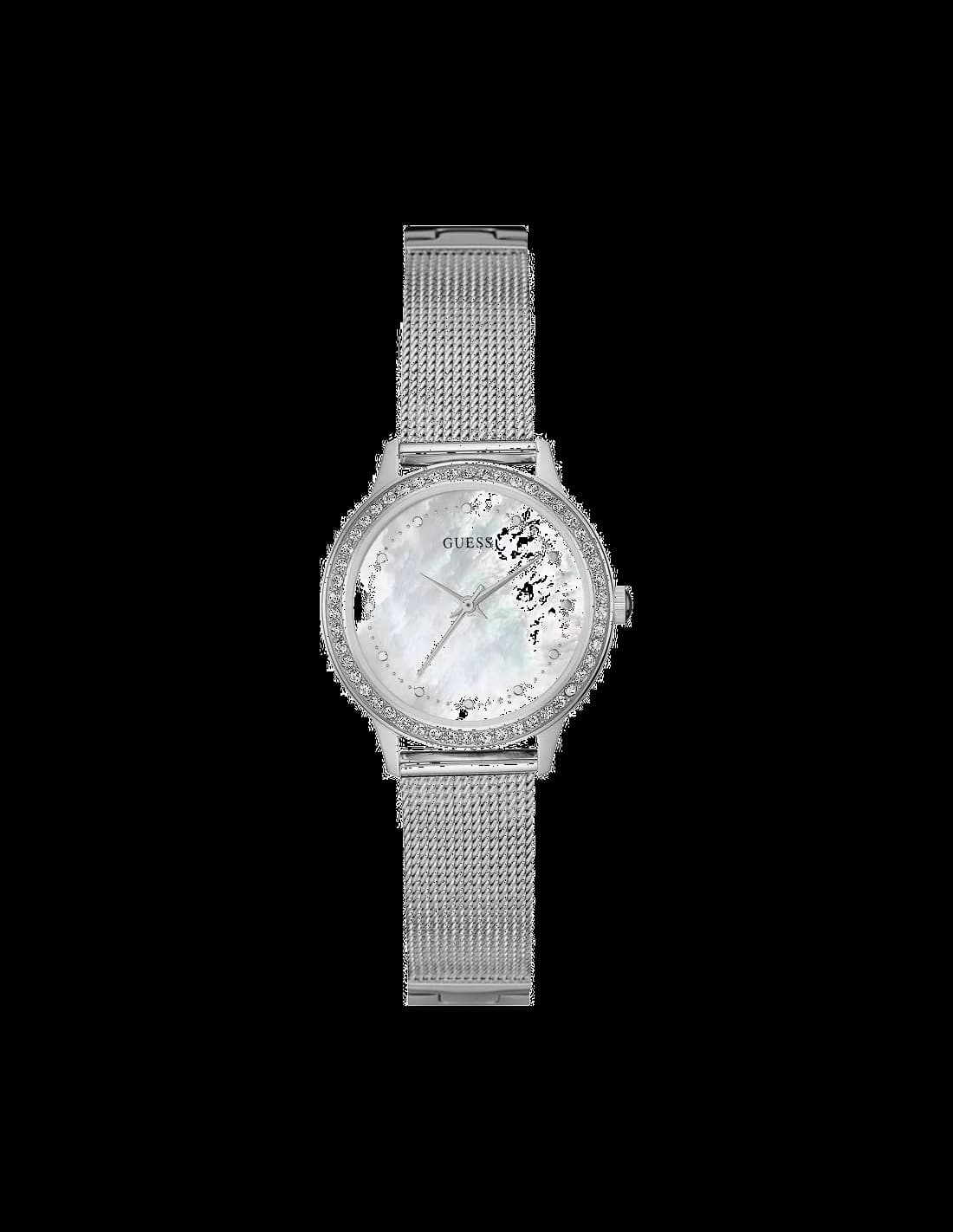 Garde-temps Guess W0647L1 pour femme, cadran nacre sur bracelet acier