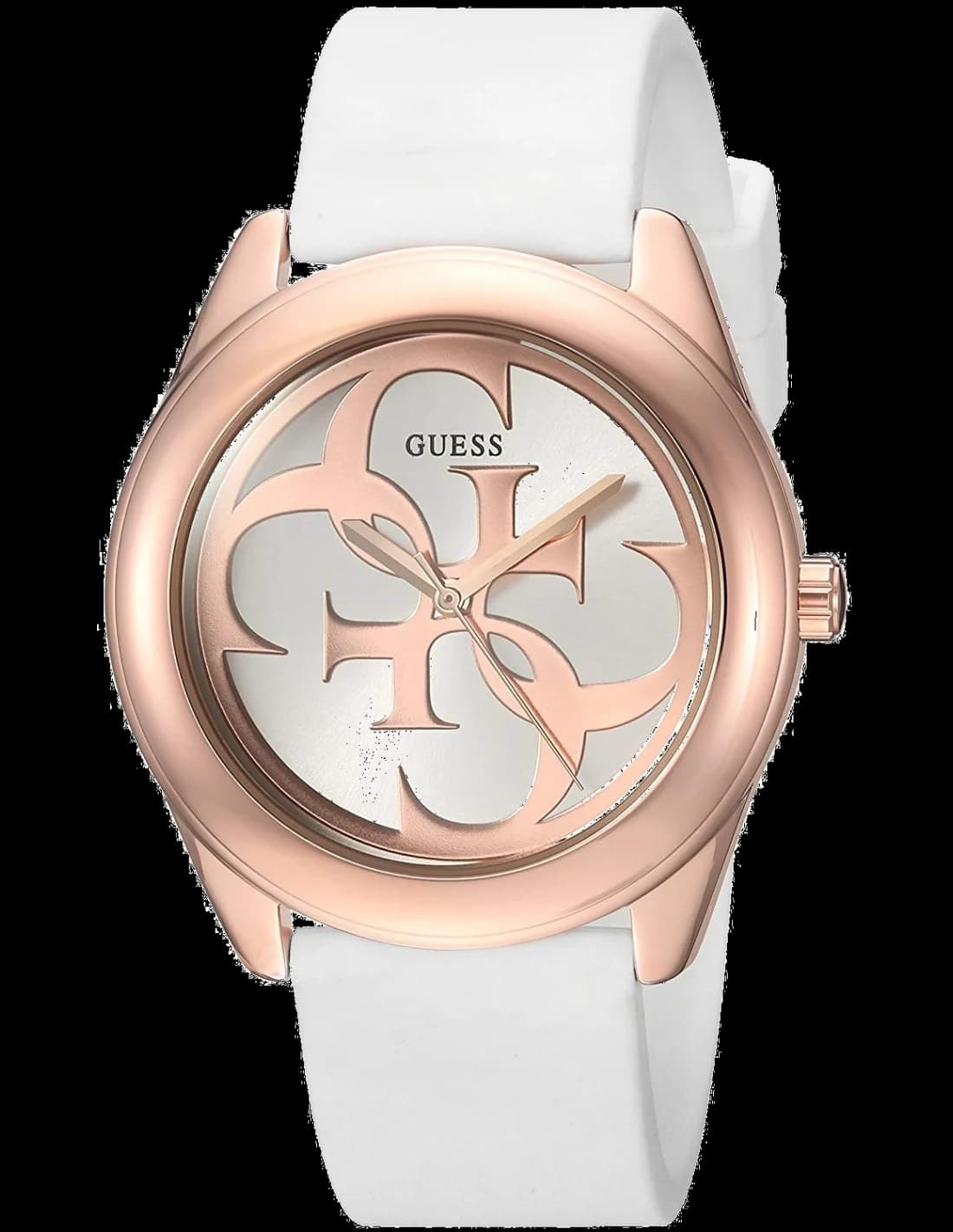 Garde-temps Guess W0911L5 pour femme, blanc cadran silicone logo cristaux