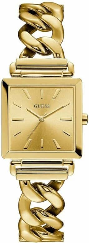 Garde-temps Guess W1029L2 pour femme, boîtier carré cadran or texturé