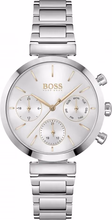 Garde-temps Hugo Boss 1502530 pour femme, cadran argenté, bracelet acier inoxydable, look classique