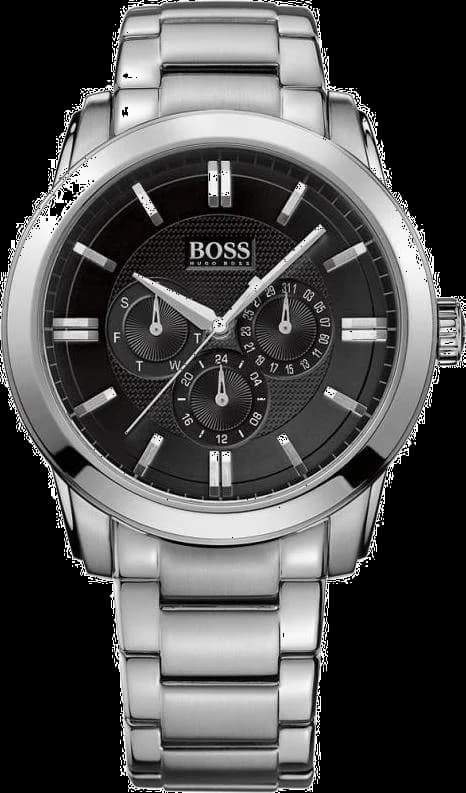 Garde-temps Hugo Boss 1512893 pour homme, cadran noir, index argentés, compteurs noirs