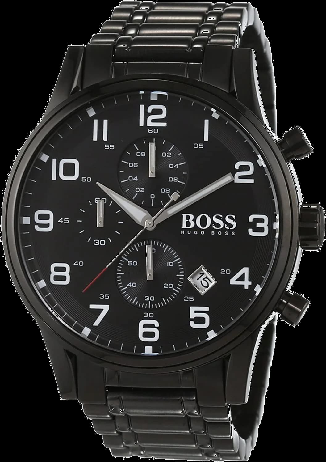 Garde-temps Hugo Boss 1513180 pour homme, cadran noir chronographe acier