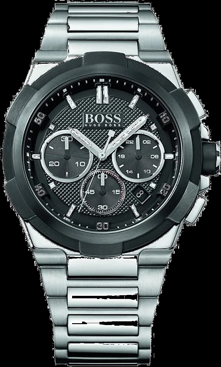 Garde-temps Hugo Boss 1513359 pour homme, cadran noir, index argentés, bracelet acier