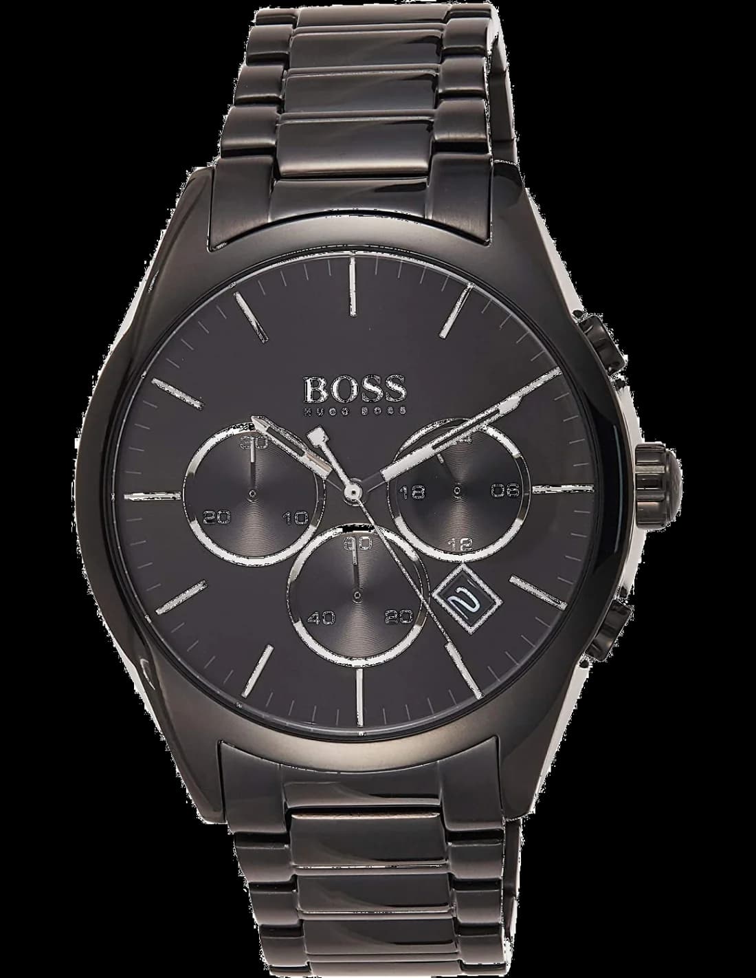 Garde-temps Hugo Boss 1513365 pour homme, cadran noir, bracelet acier noir