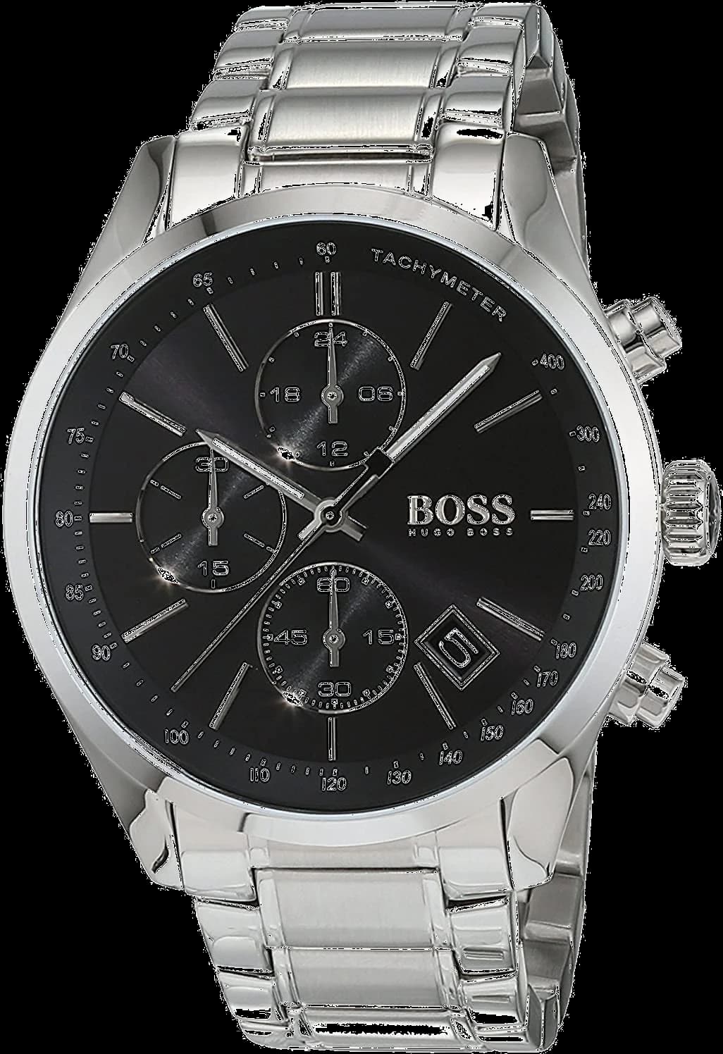 Garde-temps Hugo Boss 1513477 pour homme, chronographe sport avec cadran noir et bracelet acier