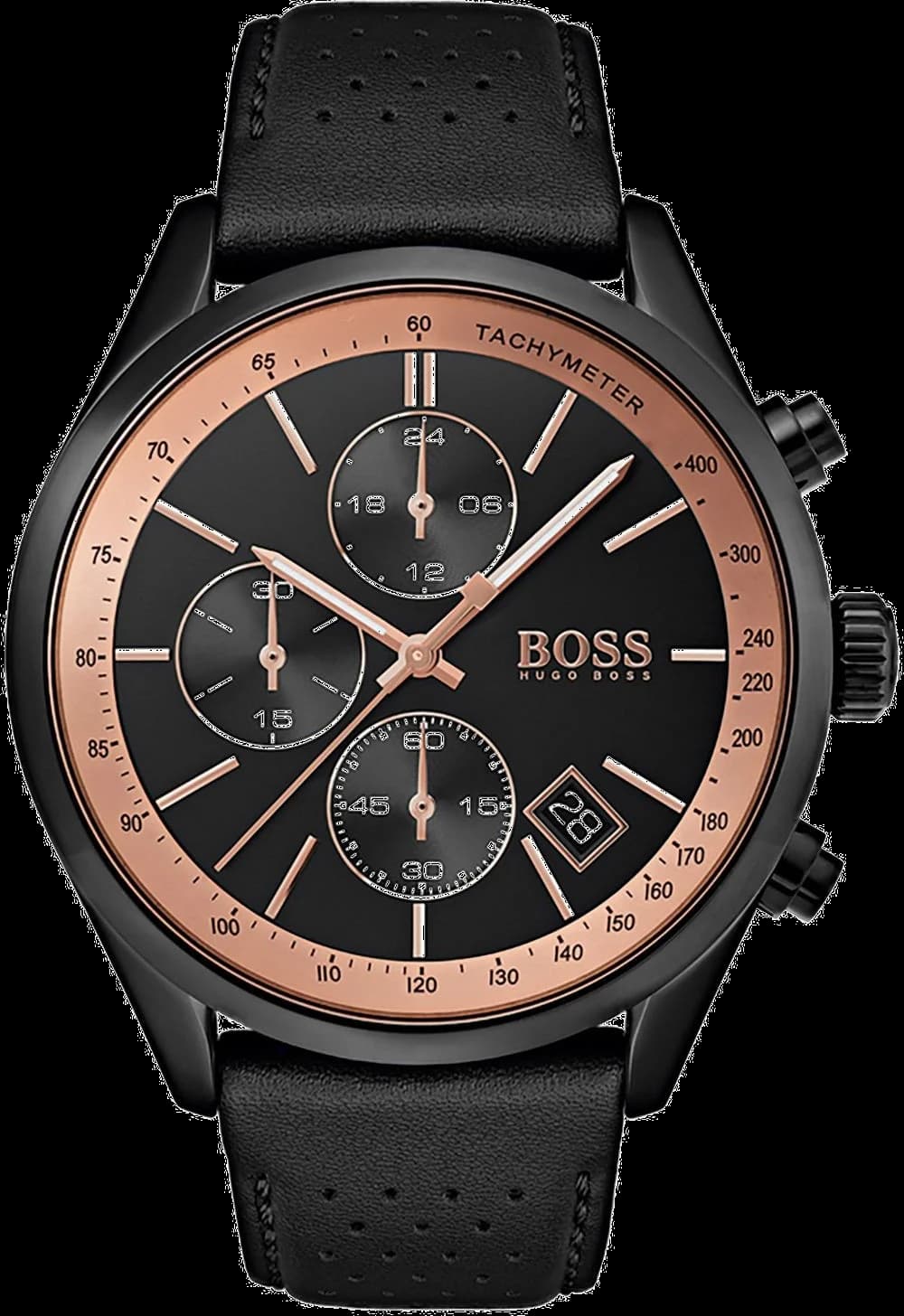 Garde-temps Hugo Boss 1513550 pour homme, chronographe cadran marron bracelet perforé