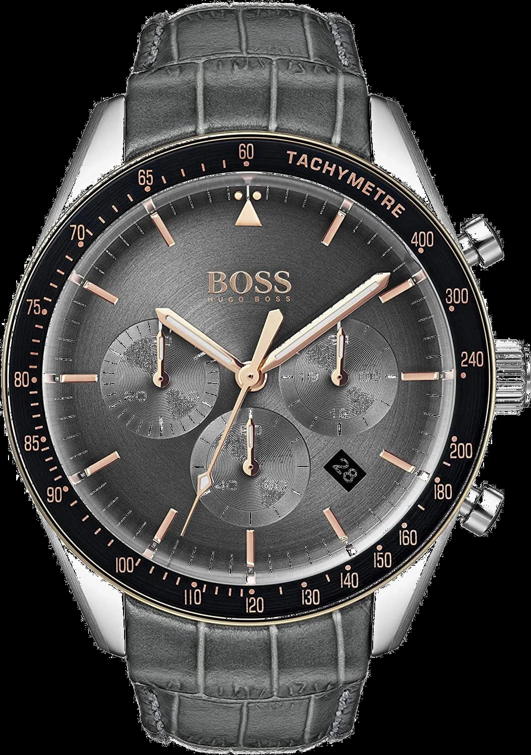 Garde-temps Hugo Boss 1513628 pour homme, chronographe cuir gris anthracite