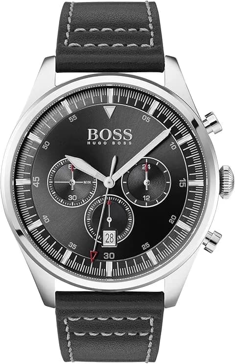 Garde-temps Hugo Boss 1513708 pour homme, cadran noir et bracelet cuir