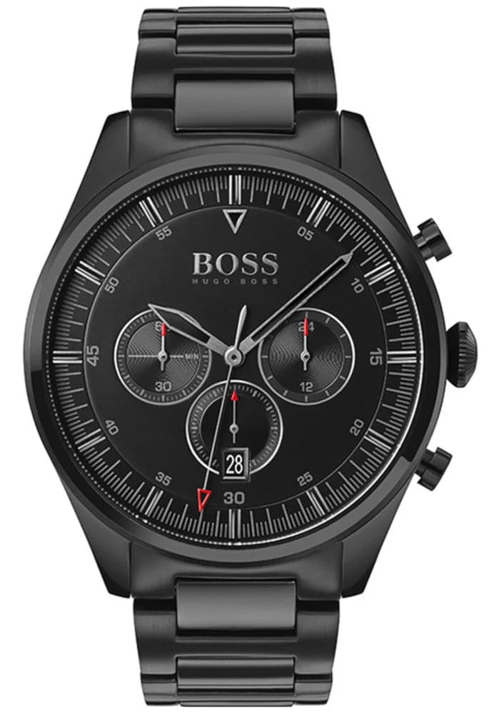 Garde-temps Hugo Boss 1513714 pour homme, cadran noir sur bracelet acier
