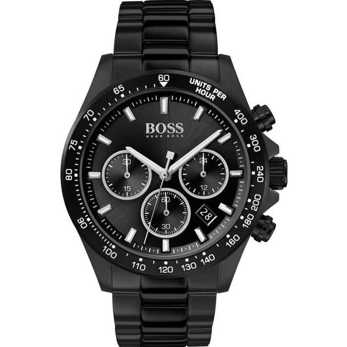 Garde-temps Hugo Boss 1513754 pour homme, cadran noir sur bracelet acier noir