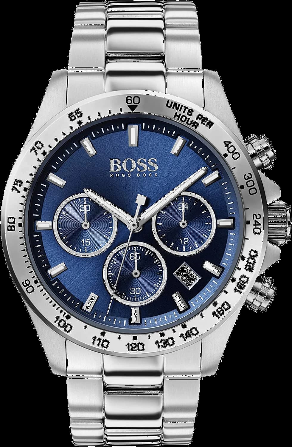Garde-temps Hugo Boss 1513755 pour homme, cadran bleu sur bracelet acier bicolore