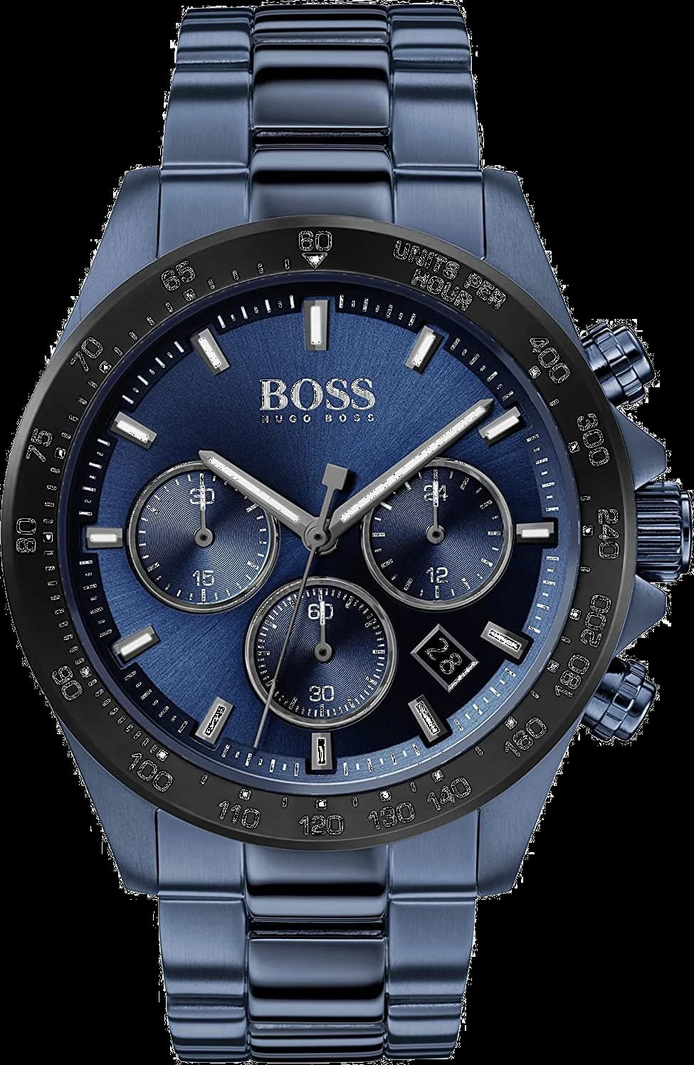 Garde-temps Hugo Boss 1513758 pour homme, cadran bleu nuit sur bracelet acier argenté