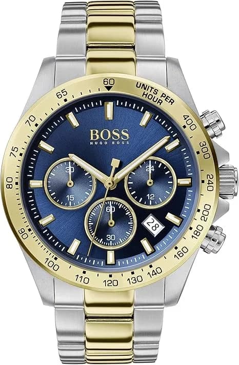 Garde-temps Hugo Boss 1513767 pour homme, cadran bleu sur bracelet bicolore