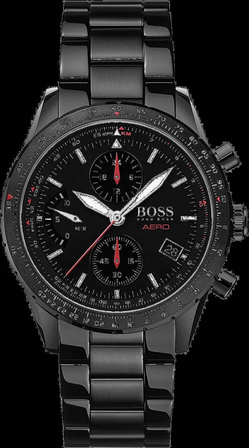 Garde-temps Hugo Boss 1513771 pour homme, cadran noir et bracelet acier argenté