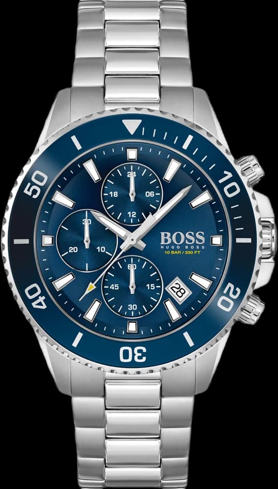 Garde-temps Hugo Boss 1513907 pour homme, chronographe bleu sur bracelet acier