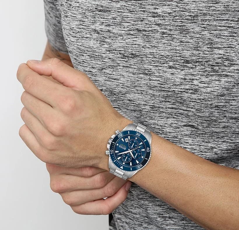 Détail du bracelet acier du Hugo Boss 1513907