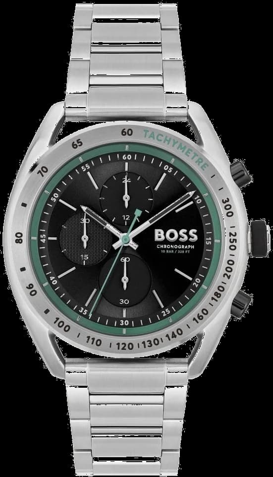 Garde-temps Hugo Boss 1514023 pour homme, cadran noir soleillé, bracelet acier bicolore