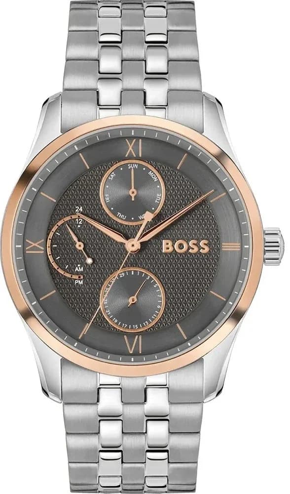 Garde-temps Hugo Boss 1514275 pour homme, cadran argenté, bracelet acier