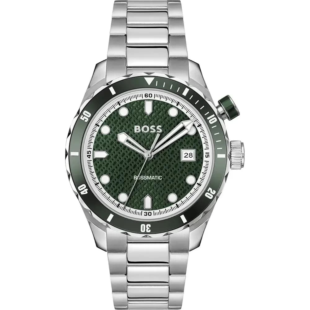 Garde-temps Hugo Boss 1514178 pour homme, cadran vert, bracelet acier