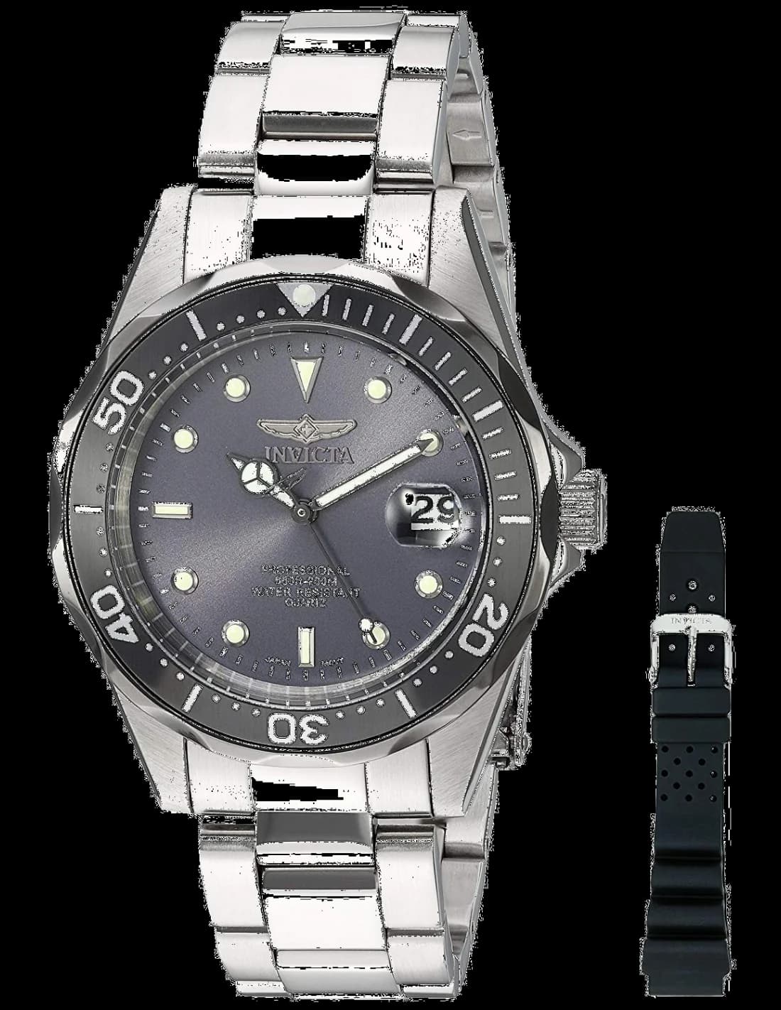 Garde-temps Invicta 12812 avec cadran bleu soleil, index appliqués et aiguilles luminescentes pour lisibilité optimale