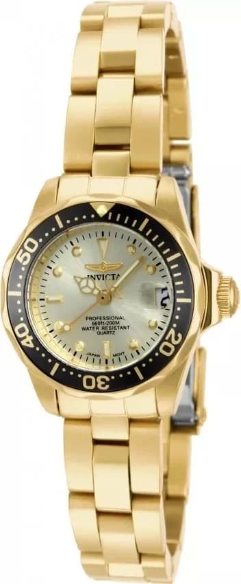 Garde-temps Invicta 14987 pour femme, cadran argent boîtier doré