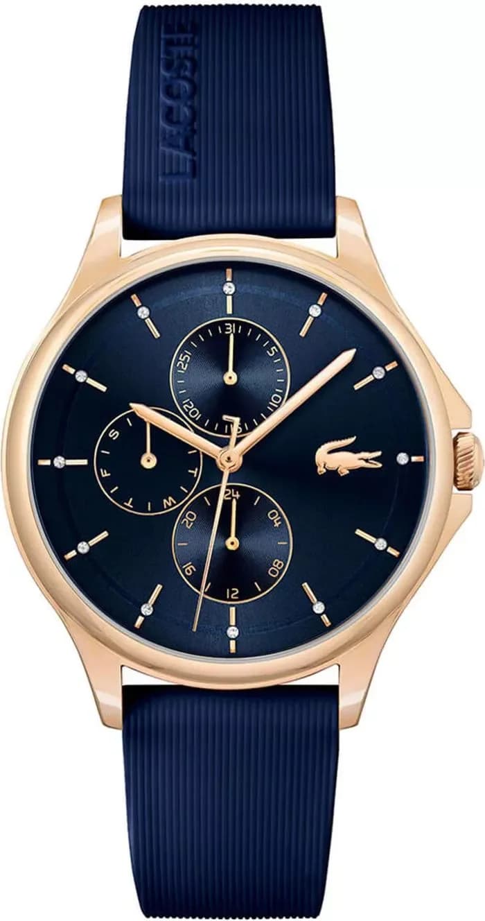 Garde-temps Lacoste 2001236 pour femme, cadran bleu et bracelet silicone bleu marine multifonctions