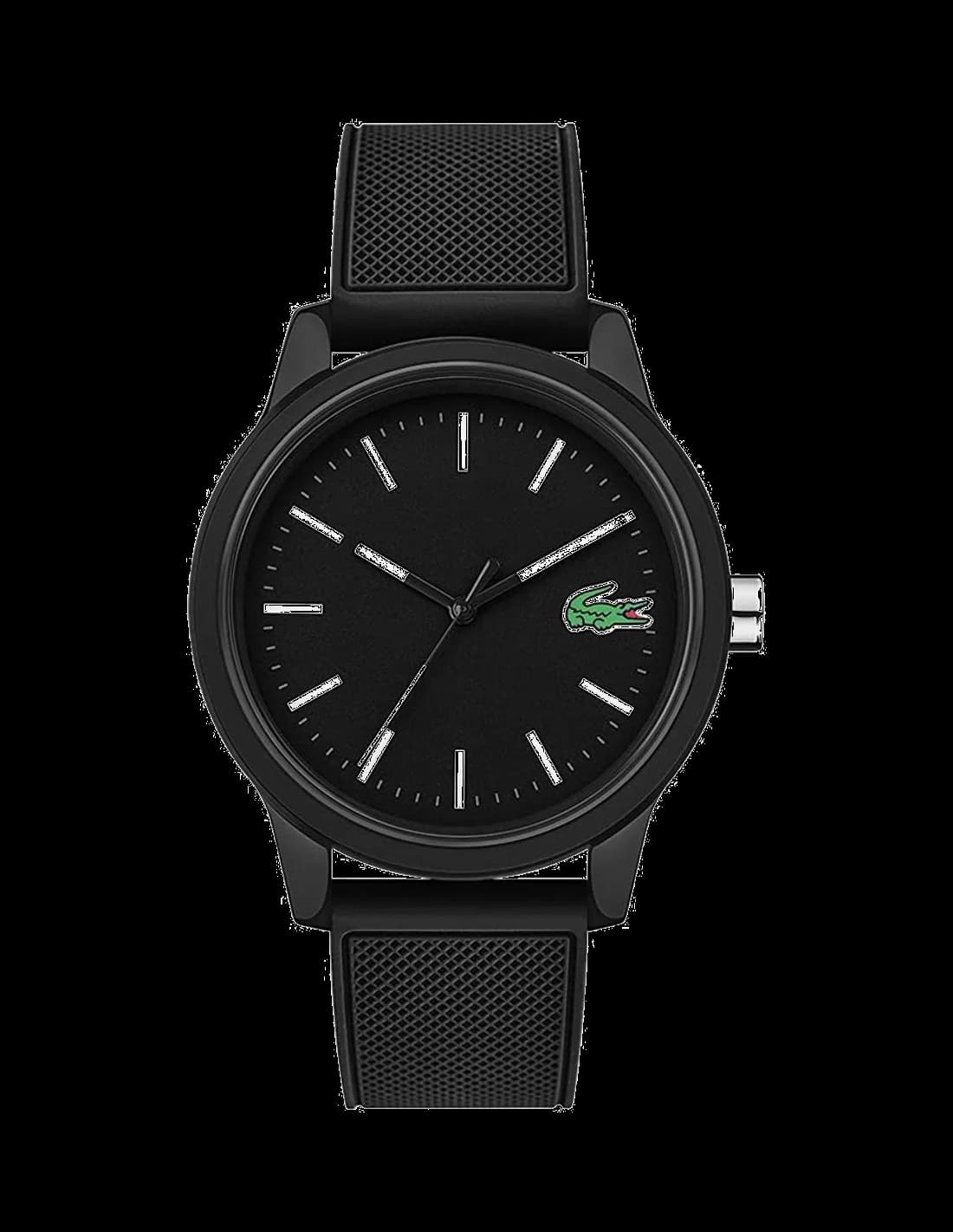 Garde-temps Lacoste 2010986 pour homme, cadran noir avec bracelet silicone noir sobre