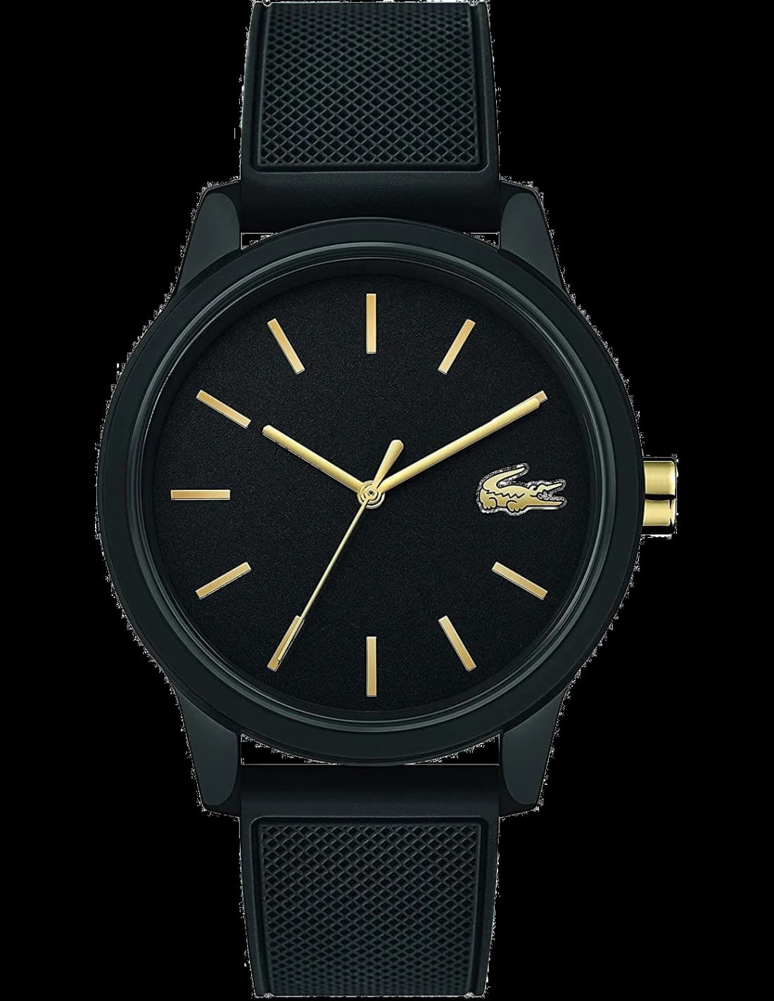 Garde-temps Lacoste 2011010 pour homme, cadran noir sur bracelet silicone