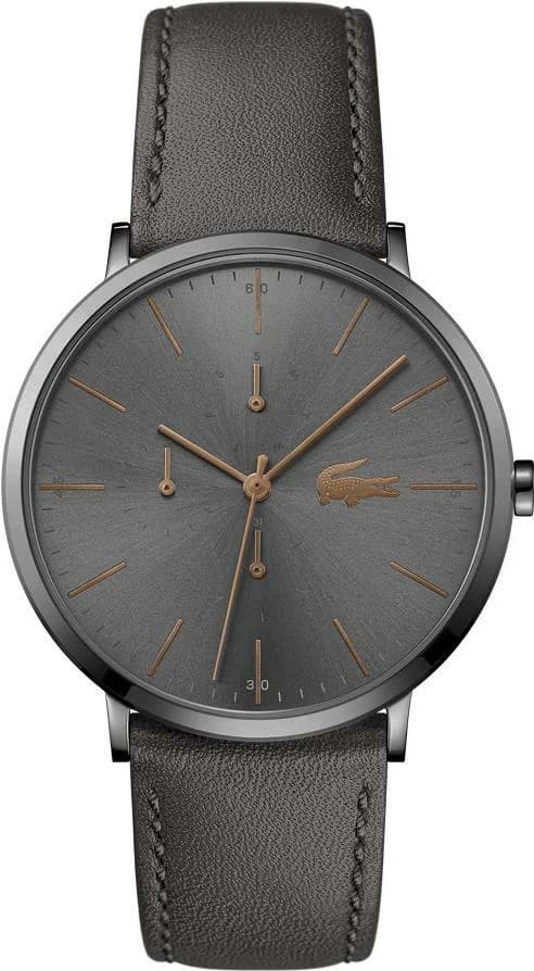 Garde-temps Lacoste 2011059 pour homme, bracelet cuir gris, cadran multifonctions