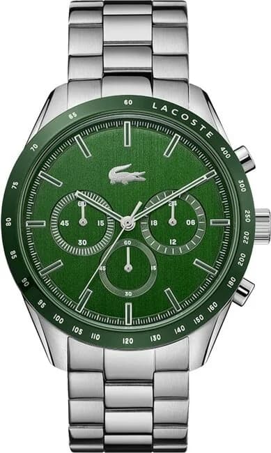 Garde-temps Lacoste 2011080 pour homme, cadran vert sur bracelet acier
