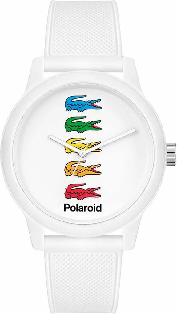 Garde-temps Lacoste 2011130 pour homme, cadran bicolore et bracelet silicone blanc
