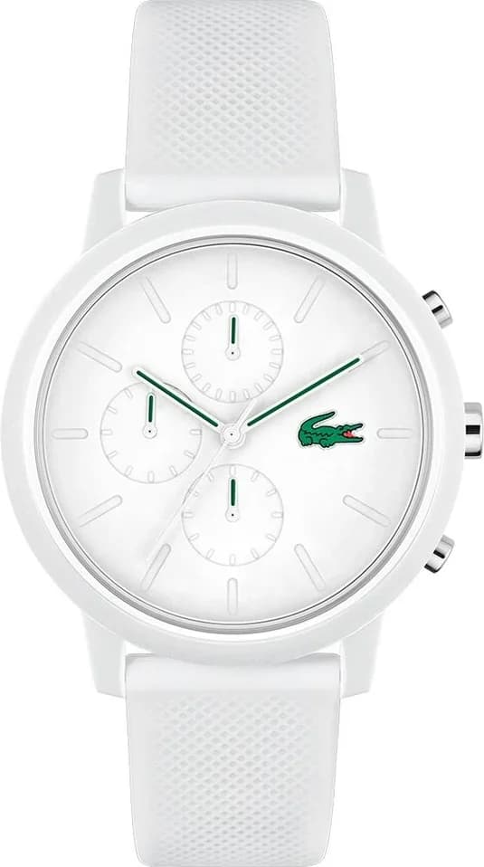 Garde-temps Lacoste 2011246 pour homme, chronographe blanc avec bracelet silicone blanc