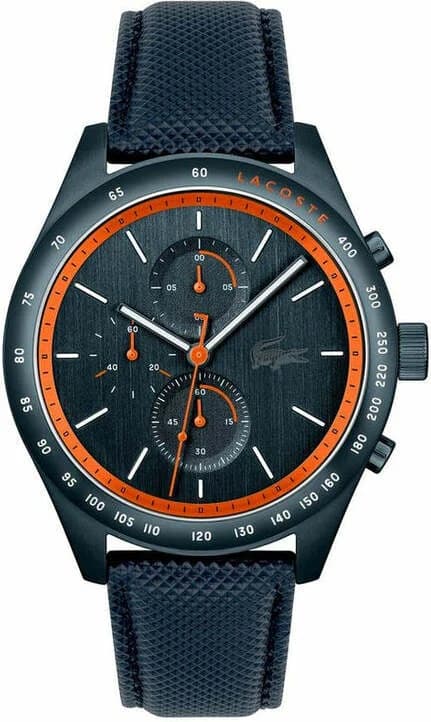 Garde-temps Lacoste 2011297 pour homme, bracelet cuir bleu marine, cadran multifonctions